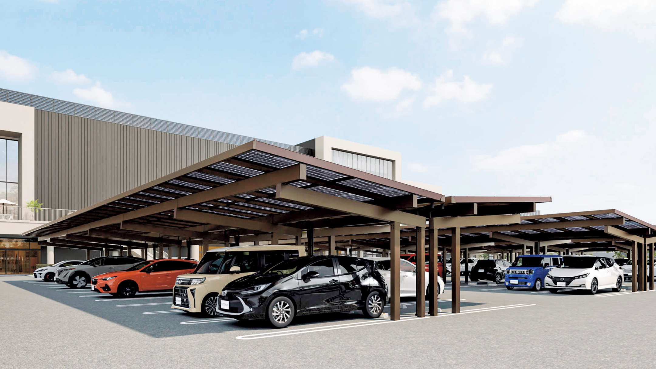 カーポート型太陽光パネル架台／エネジアース